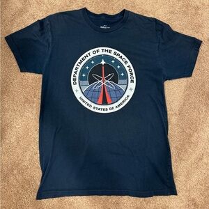 Space Force Cotton Navy Graphic T-Shirt Size Large